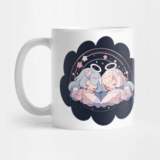 Adorable Anime Chibi Gemini Zodiac Sleeping Little Astro Girl Mug